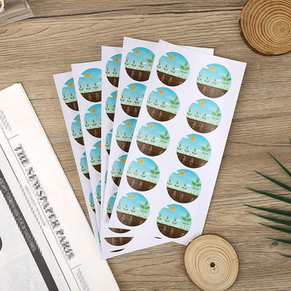 120 Pcs Plant Grow Stickers, Round Planting Grow Basket Labels Self-Adhesive Hydroponic Garden Plant Seed Tags Supplies for Indoor/Outdoor Gardening Record & Understand Seedling Growth