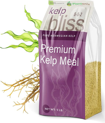 Coco Coir 650gm Bricks (5-Pack) + Kelp Bliss (5lbs) - Coco Coir Bricks & Kelp Meal Organic Fertilizer - Kelp Fertilizer for Plants - Organic Coconut Coir for Plants - Garden Soil & Potting Soil Mix