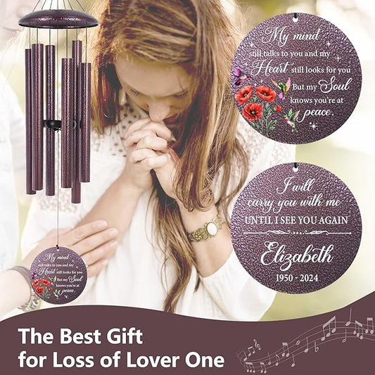 ASTARIN Personalized Memorial Wind Chime for Loss of Loved One 30/36/45 inch, Sympathy Deep Tone Wind Chimes for Mom Dad/Mother Father, Remembrance Gifts for Grief Condolence Funeral, Produced in USA
