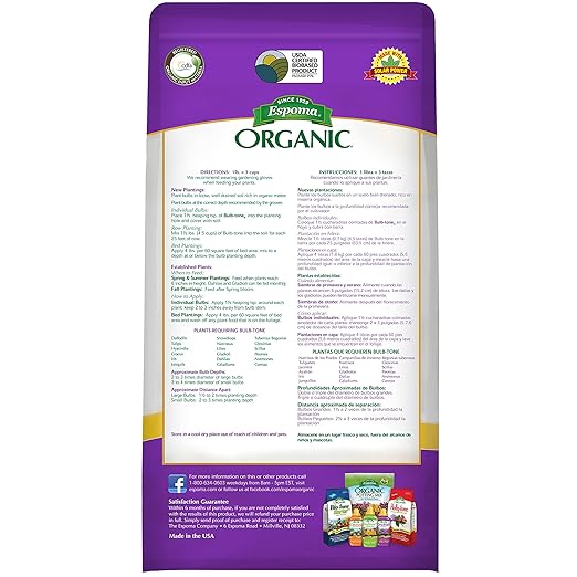 Espoma Organic Bulb-Tone 3-5-3 Natural & Organic Fertilizer and Plant Food for All Spring and Fall Bulbs. 4 lb. Bag. Use for Planting & Feeding to Promote Vibrant Blooms - Pack of 2
