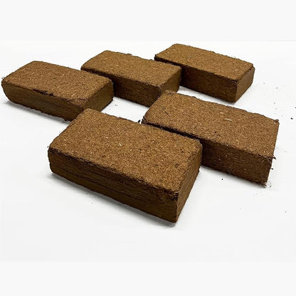 Premium Coconut Coir Pith 5 Brick Pack 650gm/1.4 Lbs | 100% Organic | Expands Approx 2.3 Gallon | Lowest EC and Ph Balance