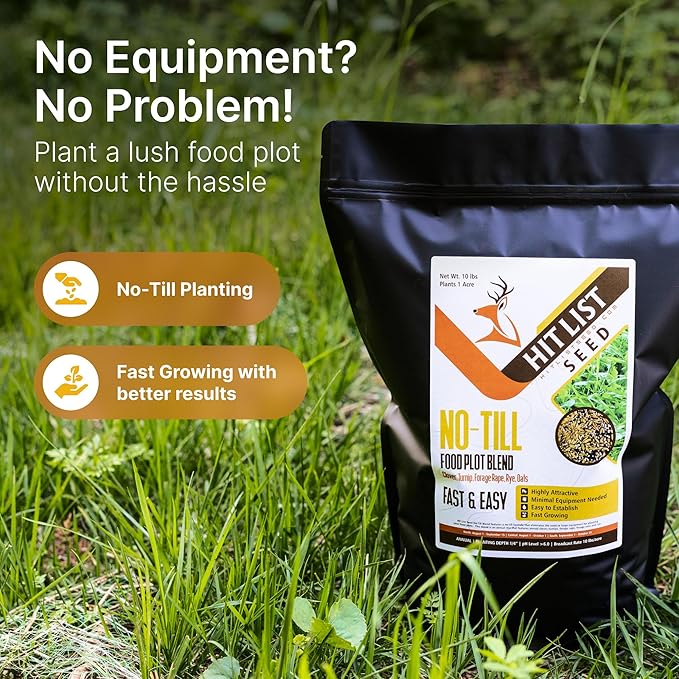 No Till Food Plot Seeds for Deer [Annual Mix] – Throw and Grow Food Mix – Deer Seed Blend with Clover, Rye, Turnip, Brassica, Oats – No Plow Planting – 5 lbs