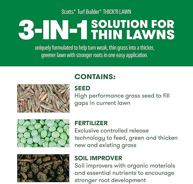 Scotts Turf Builder THICK'R LAWN Grass Seed, Fertilizer, and Soil Improver for Tall Fescue, 4,000 sq. ft., 40 lbs.