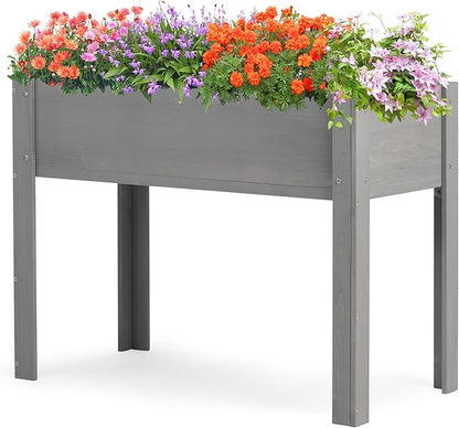 Raised Garden Bed with Legs, 40x20x31'', Solid Wood Elevated Planter Box for Outdoor Backyard Patio