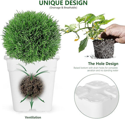 10-Pack 3 Gallon Square Planter Nursery Pots, Flower Plant Container Injection Molded Plastic Nursery Pots Gardening Pots for Indoor Outdoor Vegetables, Succulents, White