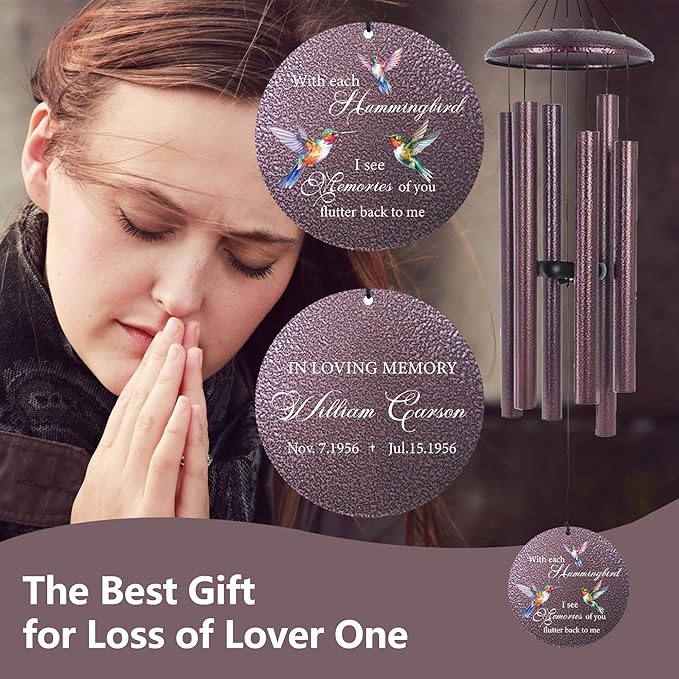 ASTARIN Personalized Memorial Wind Chime for Loss of Loved One 30/36/45 inch, Sympathy Deep Tone Wind Chimes for Mom Dad/Mother Father, Remembrance Gifts for Grief Condolence Funeral, Produced in USA