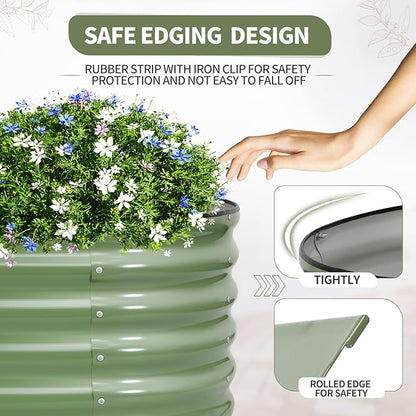Galvanized Raised Garden Bed Outdoor- 2 Pcs Raised Beds for Gardening| Metal Planter Box, Steel Raised Garden Bed Kit with Gloves for Vegetables, Flower, Herbs (6x2x1.4FT, Green)