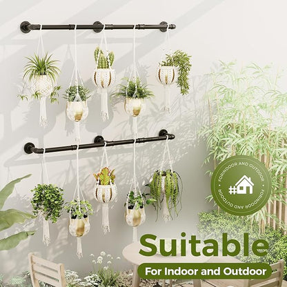 Bamworld Window Plant Hanger Indoor 63in 2PCS Hanging Planters for Indoor Plants Hanging Plants Holder Hanging Rod Window Plant Shelves Wall Planters Pot/Chain/Plant Not Included (Black)