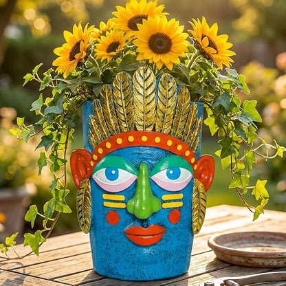 Unique Plant Pots - Abstract Picasso Face Flower Pot, Funky Planters for Indoor Plants, Cool Head Planter for Outdoor Garden & Home Decor