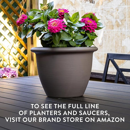 The HC Companies Sevilla Flower Planters - Durable Outdoor & Indoor Planter - Round Lightweight Self Watering Plant Pots for Herbs & More (12" Cottage Stone, Pack of 1)