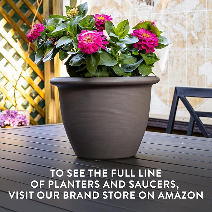 The HC Companies Sevilla Flower Planters - Durable Outdoor & Indoor Planter - Round Lightweight Self Watering Plant Pots for Herbs & More (16" White, Pack of 1)