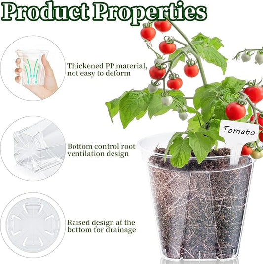 30 Pack Clear Nursery Pots for Plants, 5.5/5.9/6.3 Inch Reinforced Plastic Plant Pots with Drainage Holes High Transparency Plant Pot Seed Starter Pot High Transparency with 20 Plant Labels