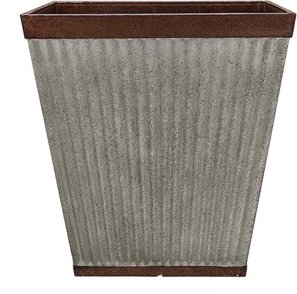 Southern Patio HDR 046851 16 inches Square Rustic Plastic, Indoor, Outdoor Garden Planter, Urn Pot for Flowers, Herbs, Galvanized