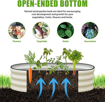 SnugNiture Galvanized Raised Garden Bed, 4x2x1ft Oval Metal Planter Box for Planting Outdoor Plants Vegetables