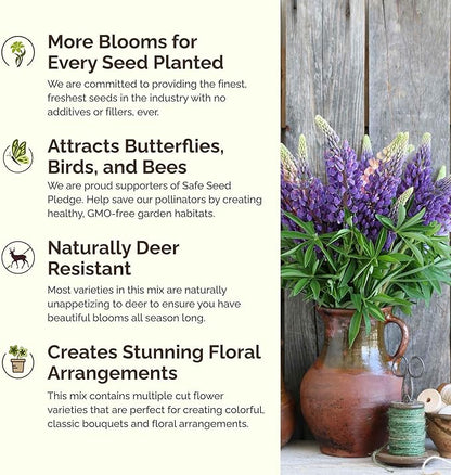 Eden Brothers Oklahoma Wildflower Mixed Seeds for Planting, 1/4 lb, 120,000+ Seeds with Lupine, WallFlower | Attracts Pollinators, Plant in Spring or Fall, Zones