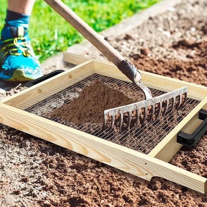 Soil Sifter Large, Garden Rock Sifter, Garden Sifter for Sifting Soil, Worm, Leaves, Loam Soil, Sand and Gravel, Suitable for Wheelbarrow and Handheld