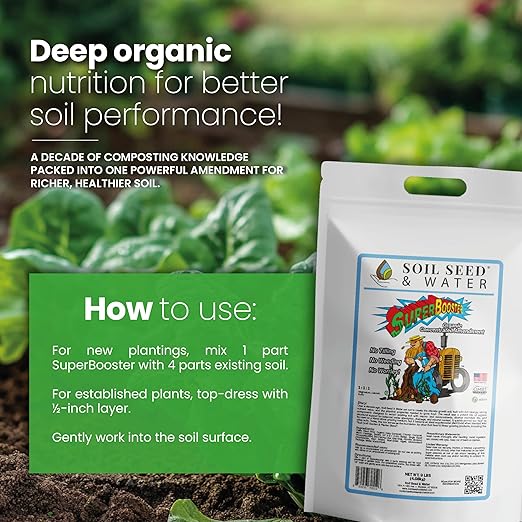 Soil Seed & Water SuperBooster Organic Concentrated Fertilizer – Soil Amendment for Robust Plant Growth - Food Plant Growth Enhancer - OMRI Listed Organic Fertilizer