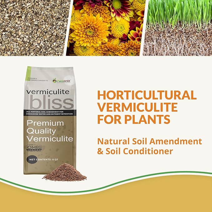 Vermiculite Bliss (4 Cubic Ft) - Organic Vermiculite for Gardening - Natural Soil Amendment - Bulk Vermiculite for Plants, Potting Soil, & Seed Starting - Mixes with Garden Soil & Perlite for Plants