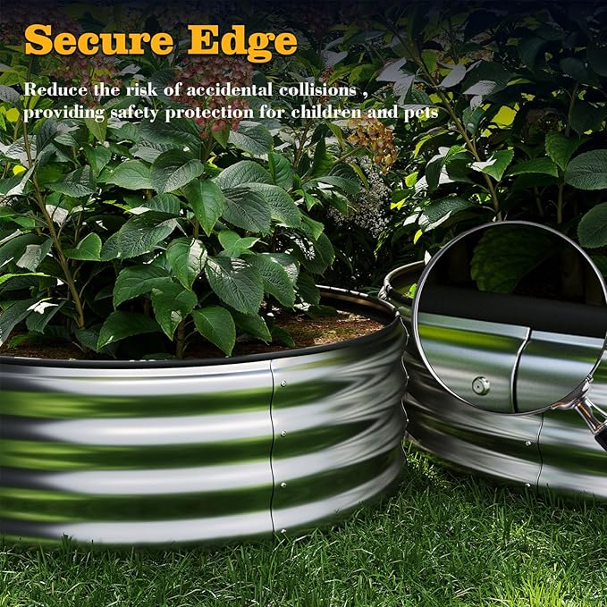 Galvanized Metal Planter Raised Garden Bed Kit for Gardening Outdoor Garden Box Raised Flower Bed 2PC Green 2X2X1FT