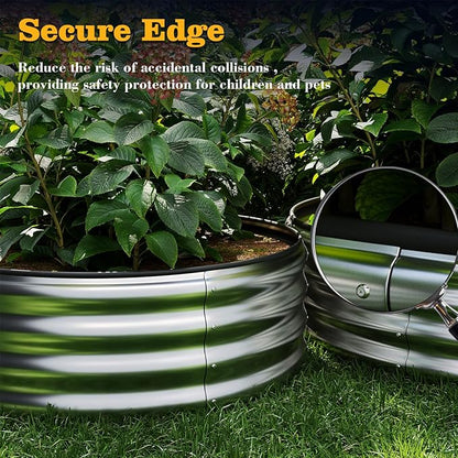 Galvanized Metal Planter Round Raised Garden Bed Kit for Gardening Outdoor，3x3x1ft 2PC Grow Garden Box Raised Flower Bed，Round Galvanized Planter Outdoor Large Metal Fire Pit Ring Green