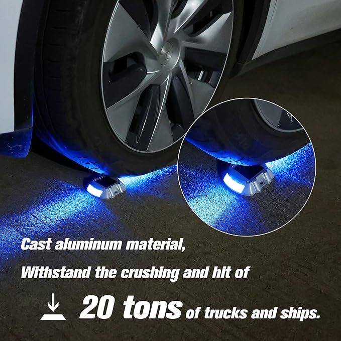 VOLISUN Solar Deck Lights Driveway Dock Lights, 8-Pack Led IP68 Waterproof Outdoor Warning Step Lights for Driveway Sidewalk Garden Pathway Yard (Blue, Auto On/Off