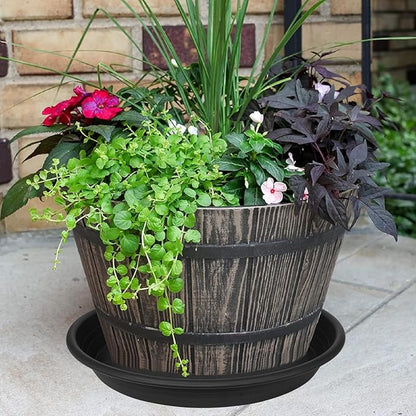Large Plant Saucer 16 inch, 4 Pack Heavy Sturdy 17 inch Plastic Plant Tray for Planter, Flower Saucers for Indoors, Flower Pots Saucers, Plant Drainage Tray Round 14"/15"/16" (Black)