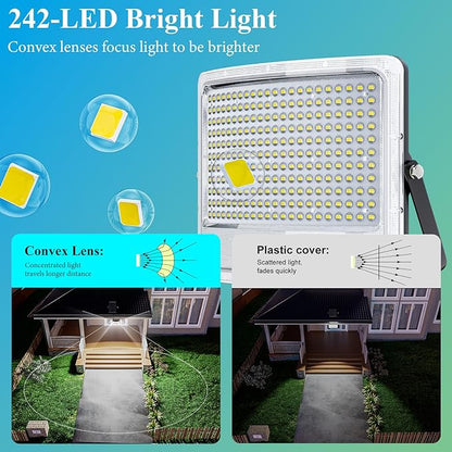 MMKT Solar Flood Lights Outdoor,30000mAh Motion Sensor Outdoor Solar Powered Lights with Remote, IP65 Waterproof Solar Flood Light for Outside, Dusk to Dawn Wall Light for Garage, Patio, Yard