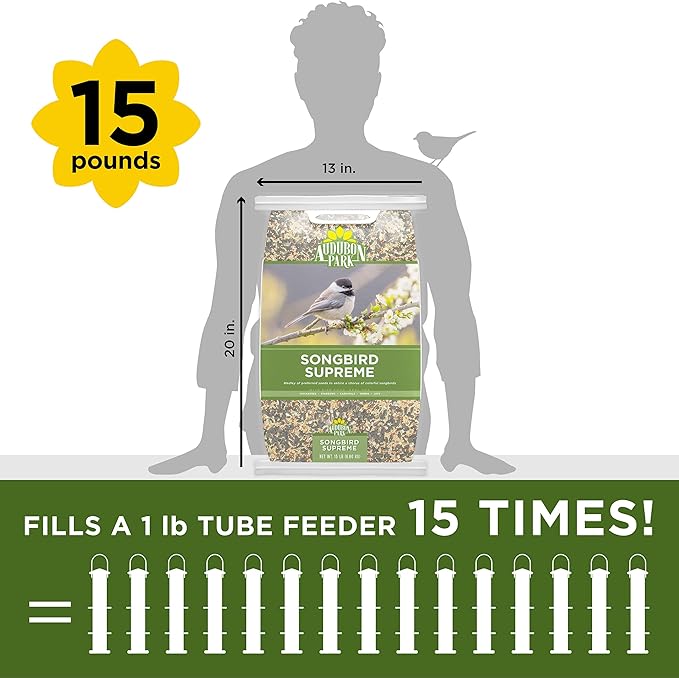Audubon Park Songbird Supreme Wild Bird Seed for Outside Feeders, 15-lb. Bag
