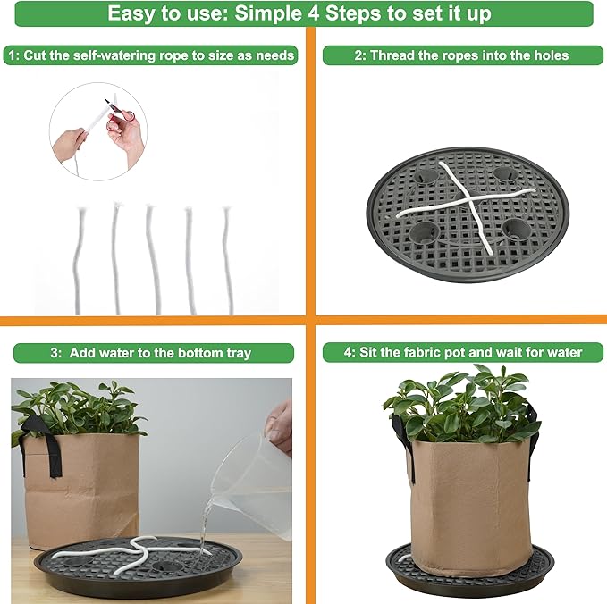 10 Pack 16 inch Self Watering Base for Fabric Grow Bag, Self-watering Plastic Elevated Plant Saucer Stand,Automatic Watering Tray for Non-woven Planter Flower Pot Growth Tent Greenhouse Indoor Outdoor