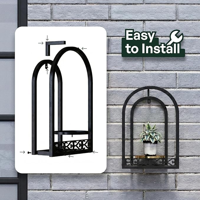 Wall Hanging Planters, Modern Iron Frame for Indoor/Outdoor Plants, Stylish Decor for Living Room, Garden, Patio 3 Pack Black