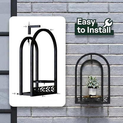 Wall Hanging Planters, Modern Iron Frame for Indoor/Outdoor Plants, Stylish Decor for Living Room, Garden, Patio 3 Pack Black