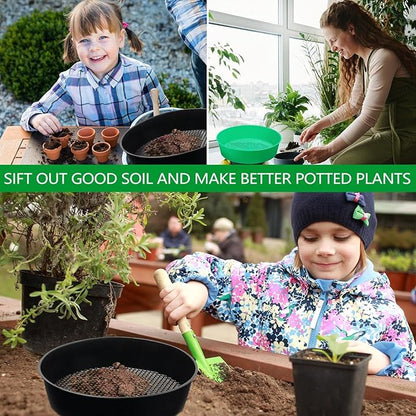 8 Pack Rock Garden Sieve Soil Sifter, Round Plastic Gardening Soil Sifting Pan Sand Sifter Set, Sifting Tray for Small Gravel