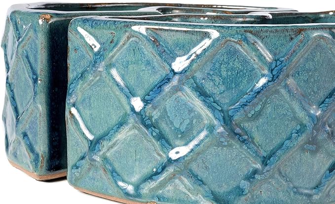 Alfresco Home Cobblestone Umbrella Planter, atlantis blue