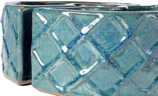 Alfresco Home Cobblestone Umbrella Planter, atlantis blue