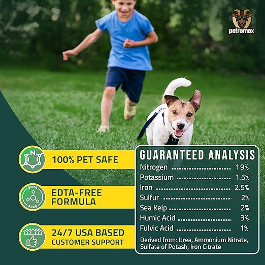 PetraMax Neighbor’s Envy Grass Fertilizer for Lawn & Garden, 4 Gallon Covers up to 64,000 sq.ft. 7-in-1 Liquid Lawn Fertilizer Concentrate for Deep Green Turf - Includes Nitrogen/Iron/Humic/Sea Kelp