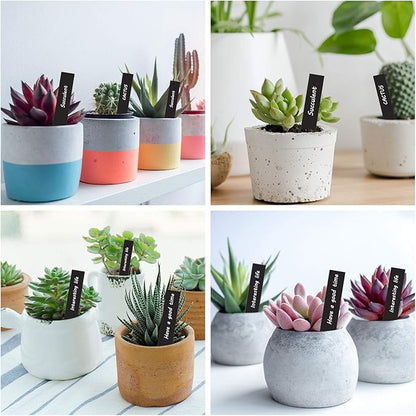 Whaline 200Pcs Plastic Plant Labels with Marker Pen Black Thin Pointed Plastic Plant Sign Tags Nursery Garden Markers for Seed Potted Herbs Flowers Vegetables (0.79 x 3.94)