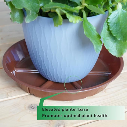 Plant Saucer Pot Tray 8 inch, 6 Packs Flower Planter Saucers, Heavy Drainage Tray for Indoors No Holes, Plastic Plant Saucers Water Catcher for Pots Base, Chocolate