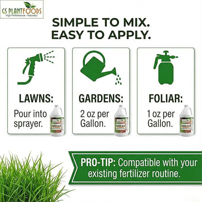 GS Plant Foods Humic Acid Soil Amendment – Leonardite-Derived Liquid Concentrate for Improved Soil Structure & Nutrient Availability – OMRI Listed for Organic Use – 1 Gallon