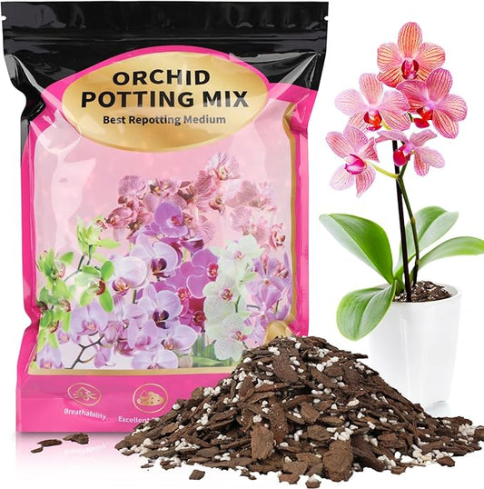 Orchid Potting Mix 1qt，Orchid Soil Composed of Orchid Bark and Perlite，Premium Orchid Medium for Potting, Repotting, Enhanced Drainage, Air Flow & Root Ventilation