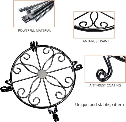 Black Plant Stand for Flower Pot Heavy Duty Potted Holder Indoor Outdoor Metal Rustproof Iron Garden Container Round Supports Rack for Planter Bronze, Pumpkin Stand Outdoor