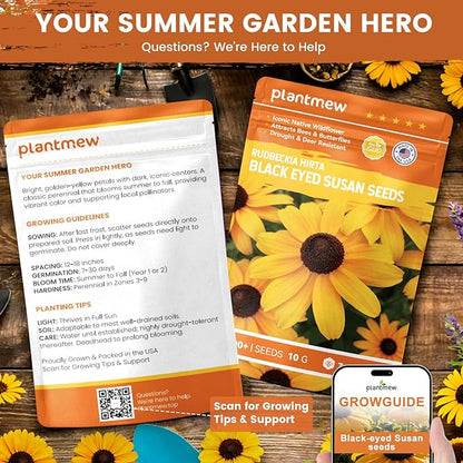 Black Eyed Susan Seeds for Planting | 30,000+ Heirloom Seeds, Non-GMO Flower Seeds for Garden, Borders & Containers | Sunflower Companion Wildflower Seeds to Attract Pollinators