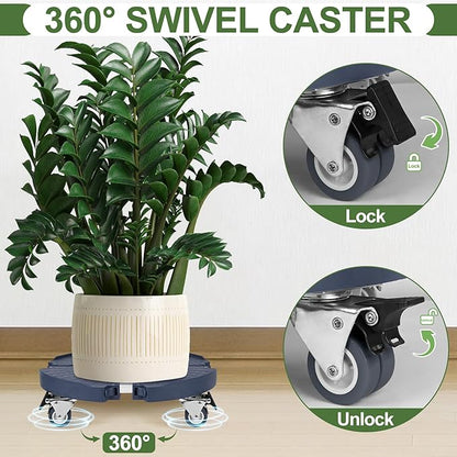 2 Pack Plant Caddy Stands with 360° Wheels Adjustable 15-22 Inch Rolling Plant Stands Heavy Duty Large Plant Carts Dolly with Casters 440lbs Capacity for Large Planter, Garden Pot, Flower Pot, Blue