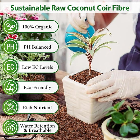 Legigo Pack of 5 Organic Coco Coir Bricks- 100% Natural Compressed Coco Peat Brick Coconut Fiber Substrate with Low EC& pH Balance, Coir Plant Soil Enhance Root Growth for Herbs, Flowers, House Plants
