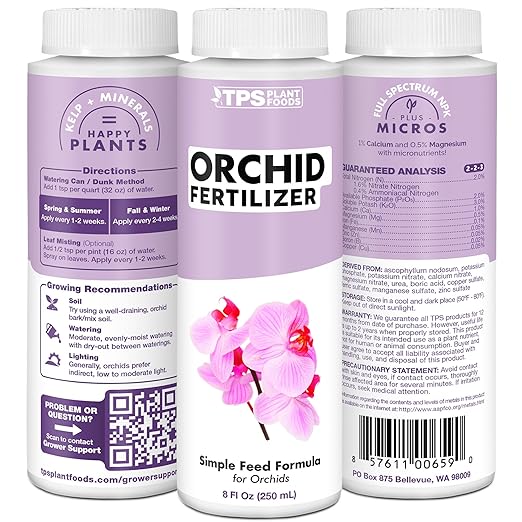 Orchid Fertilizer– Liquid Orchid Plant Food for All Varieties, Supports Healthy Growth & Blooms, 32 oz