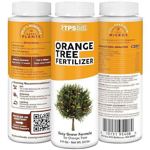 Orange Tree Fertilizer, Complete Liquid Orange Tree Citrus Plant Food, 1 Gallon (128 oz)