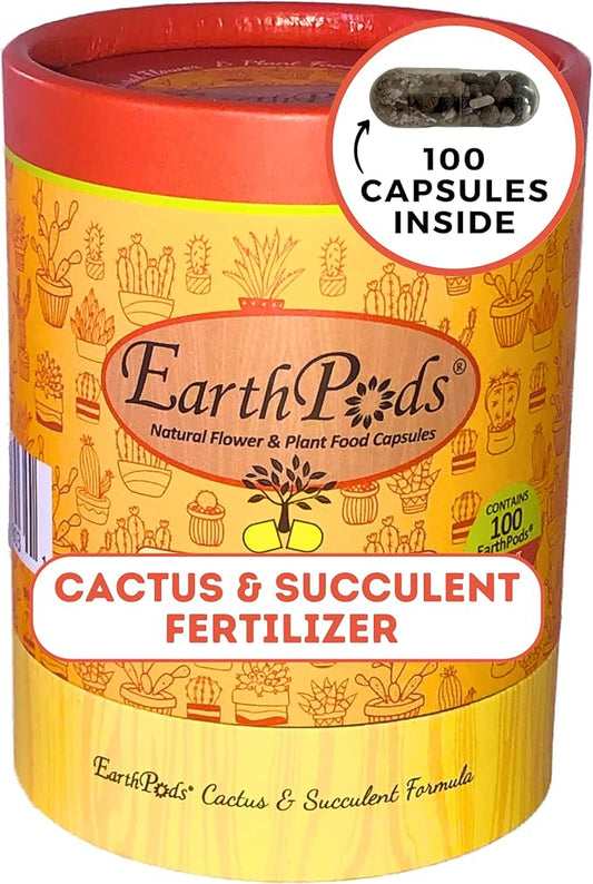 EarthPods® Organic Succulent & Cactus Fertilizer Spikes – 100 Plant Food Capsules - Made in USA