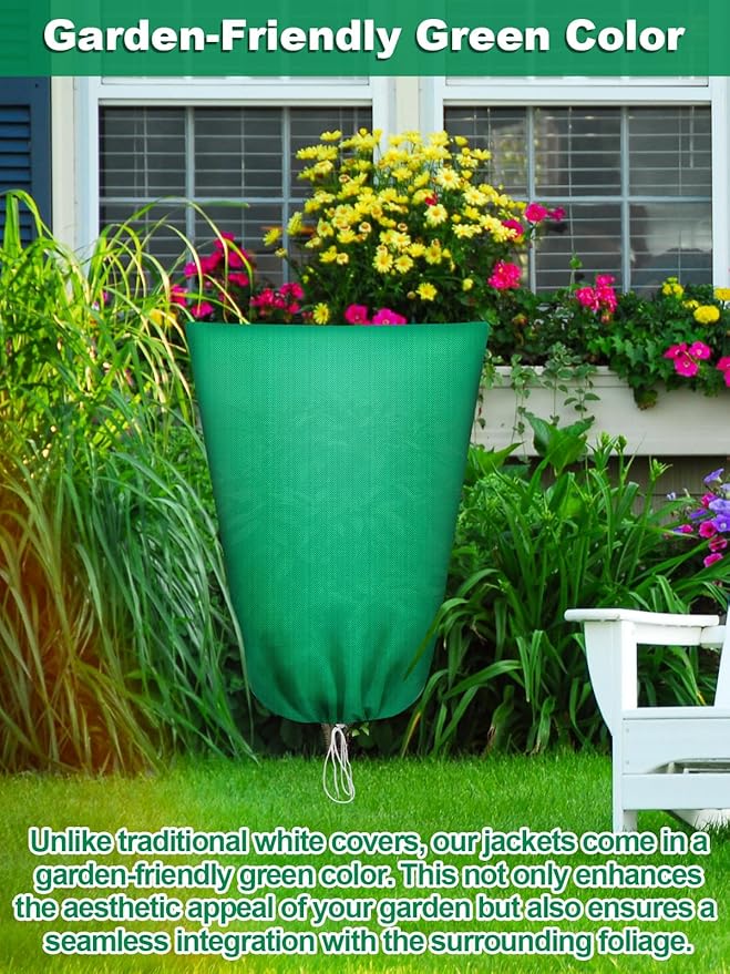 Abimars Thicker Plant Covers Freeze Protection Jacket 2.36 oz/yd², 5.2'x6.5' Reusable Winter Plant Covers with Drawstring & Zipper, 2 Pack Light, Porous Fabric for Plant Breathing