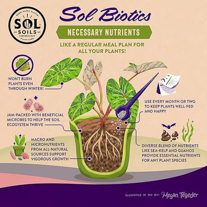 Sol Soils Sol Biotics Necessary Nutrients – Soil Fertilizer with Biochar, Humic Acids & Beneficial Microbes Including Mycorrhizal Fungi & Bacillus Bacteria for Healthy Soil & Plant Growth - 4oz