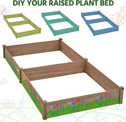 Topeakmart 92.5 x 47.5 x 10in Horticulture Raised Garden Bed 8×4ft Wooden Planting Box in Garden Backyard/Outdoor Use, Brown