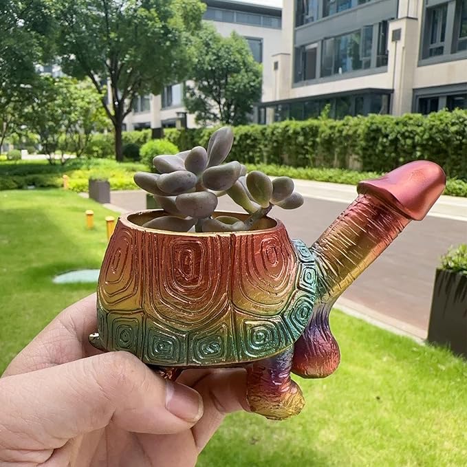 Turtle Planter Penis Pot Penis Planter Turtle Flower Pot Mischievous Joke Garden Decoration Funny's Gift (Tortoise)
